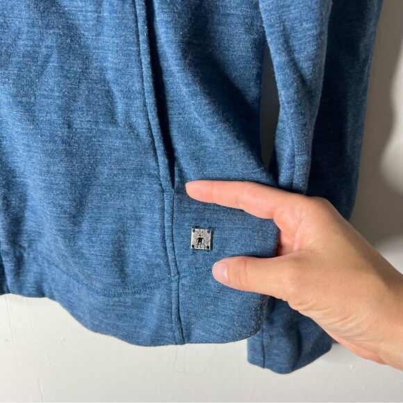 Smartwool woman’s size Medium Blue Wool Blend jacket Magnetic Cowl Neck - Picture 3 of 10